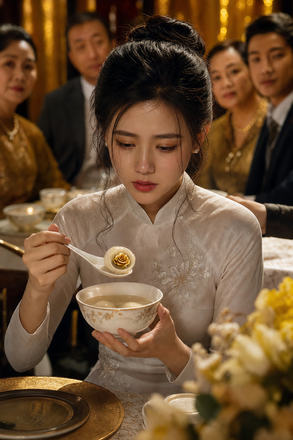 Hoa Hồng Vàng Trong Bát Bánh Trôi